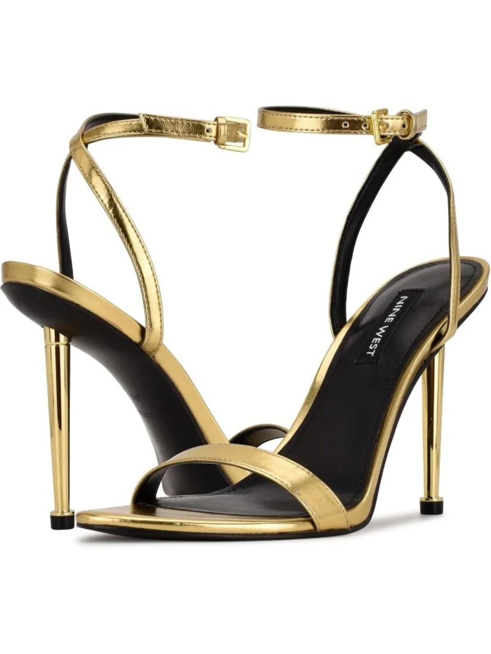 Women's Gold Metallic Open Toe Ankle Strap Reina Lightweight Heel Sandal Shoes